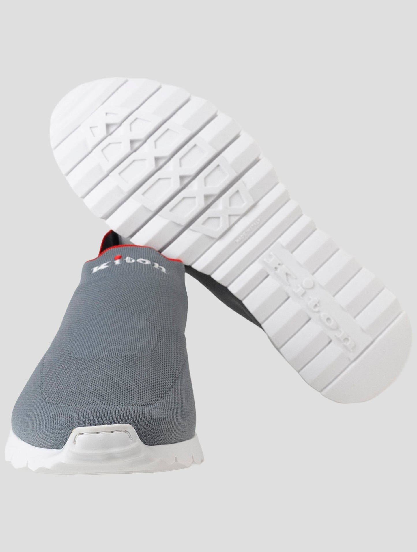 Kiton Gray Cotton Ea Sneakers