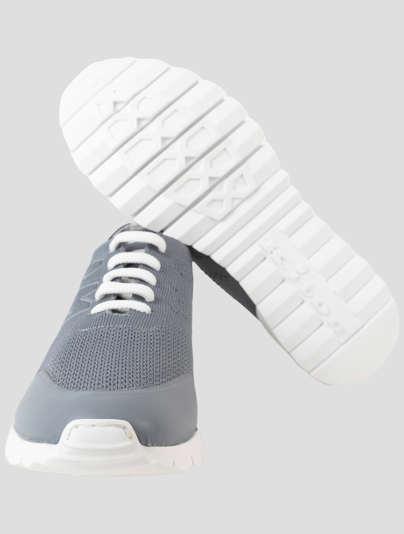 Kiton Gray Cotton Ea Sneakers