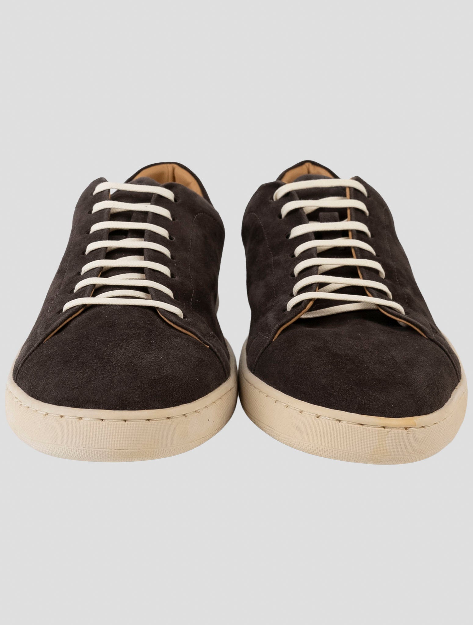 Kiton Brown Leather Suede Sneakers