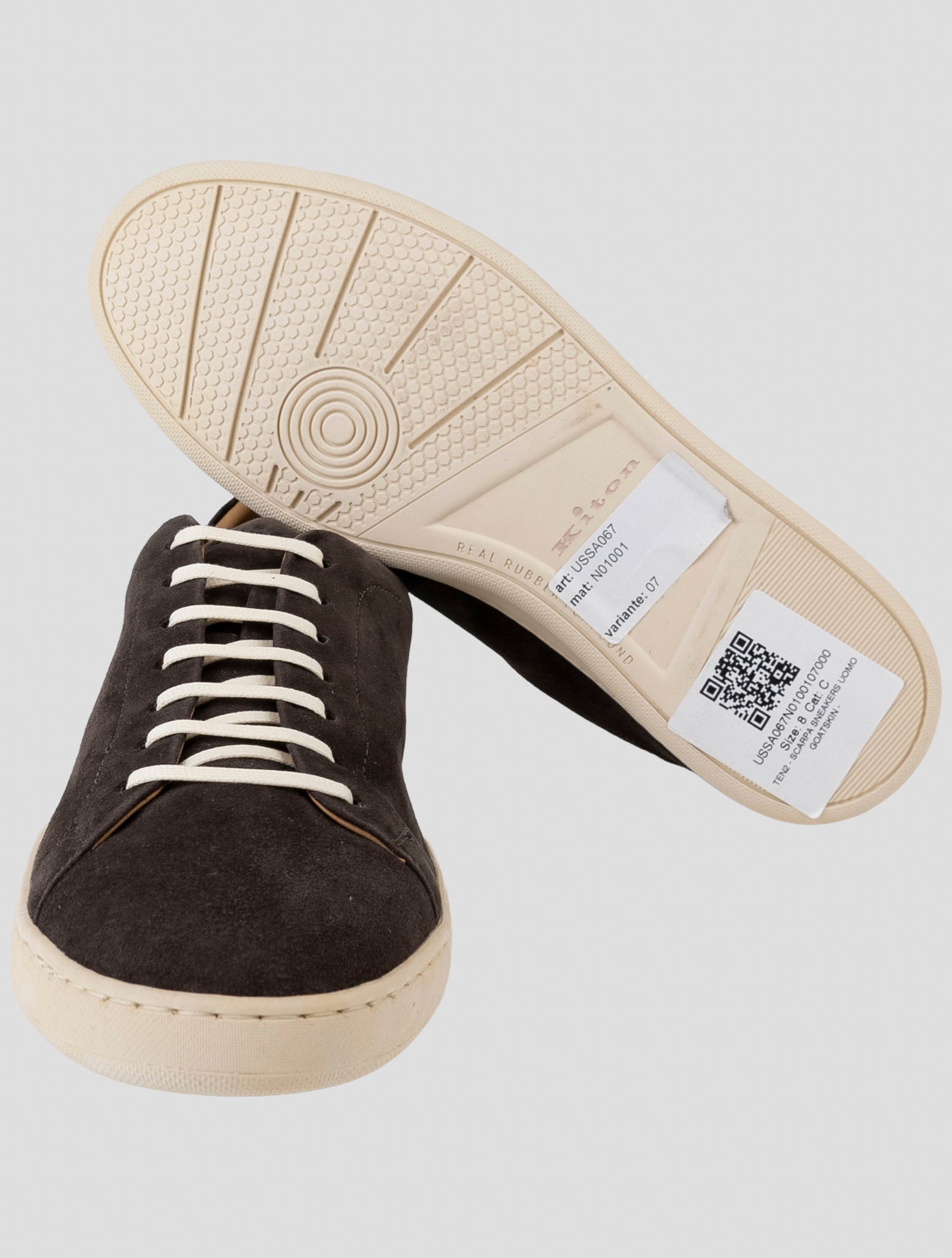 Kiton Brown Leather Suede Sneakers