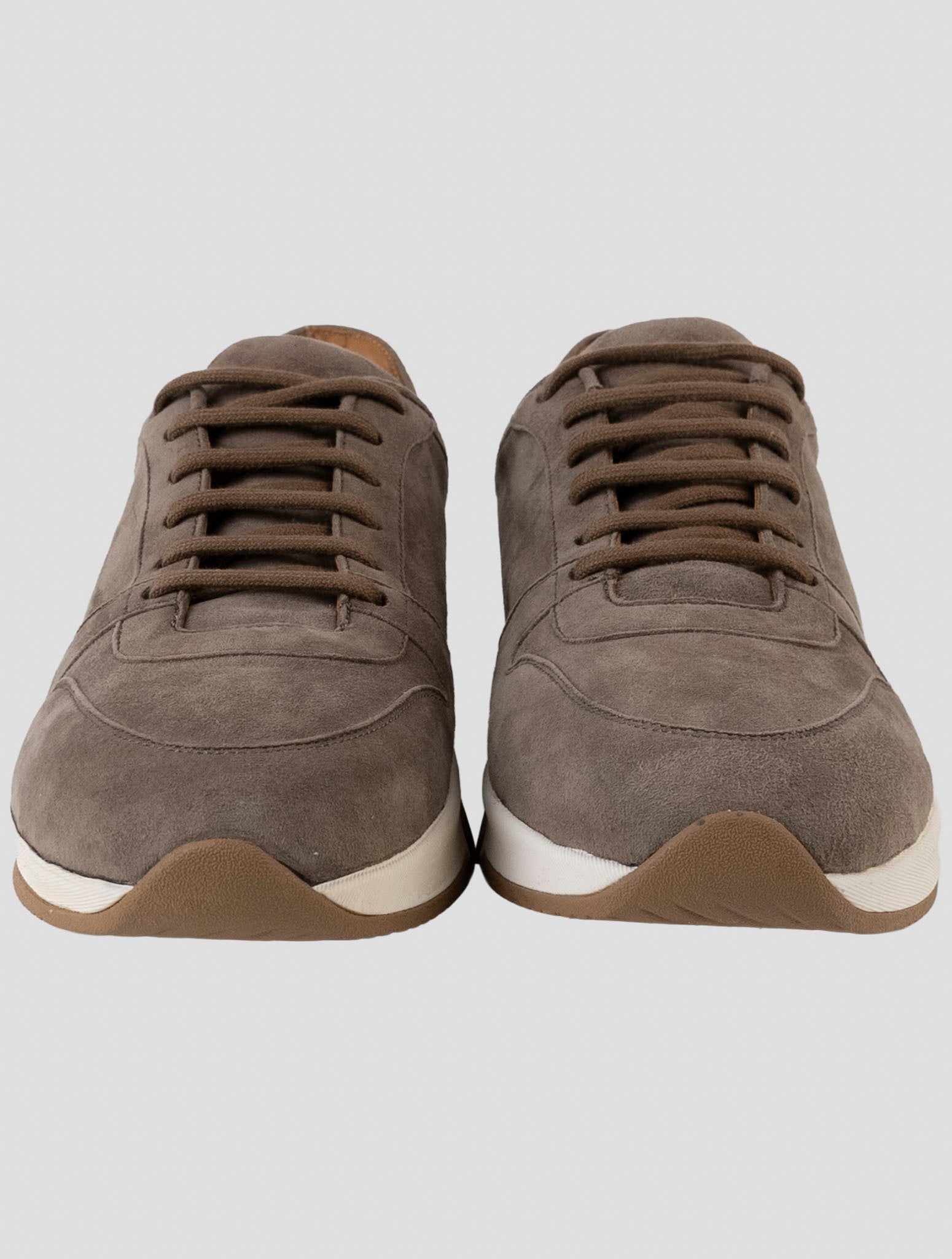 Kiton Brown Leather Suede Sneakers