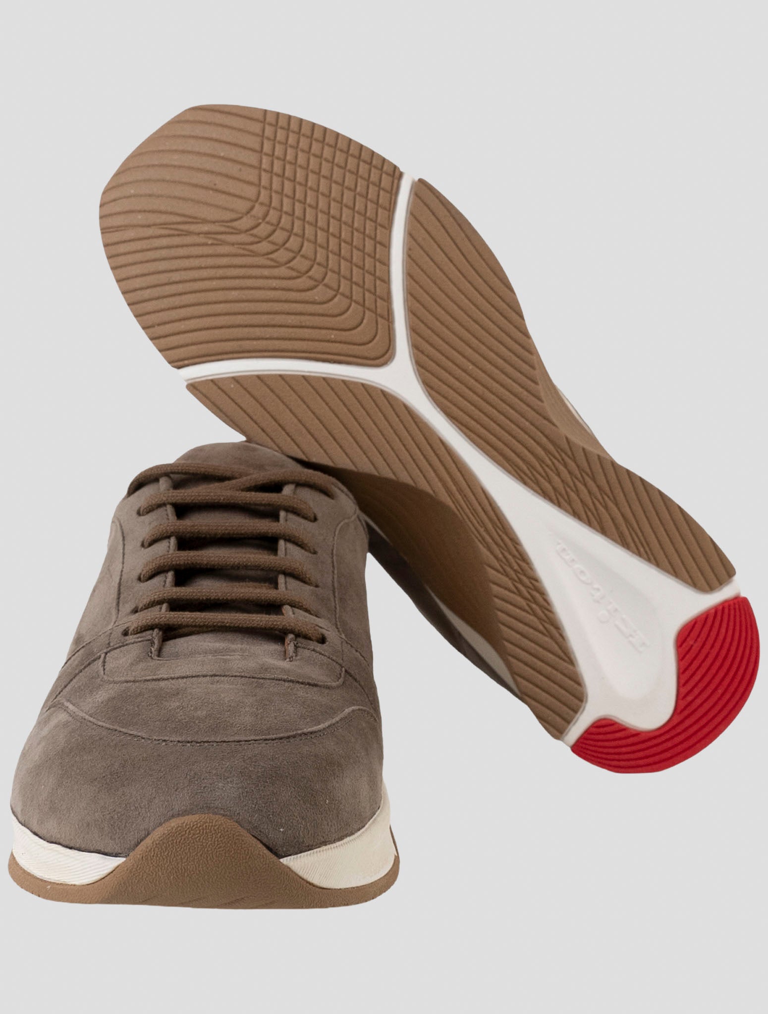 Kiton Brown Leather Suede Sneakers