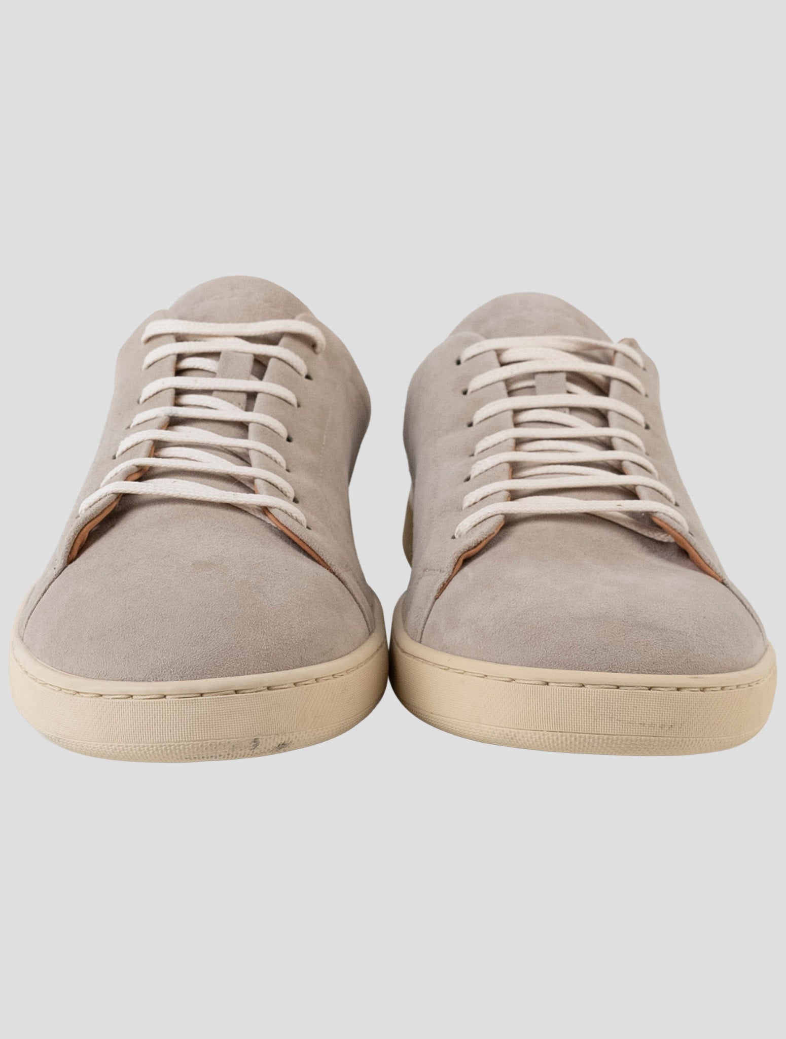 Kiton Beige Leather Suede Sneakers