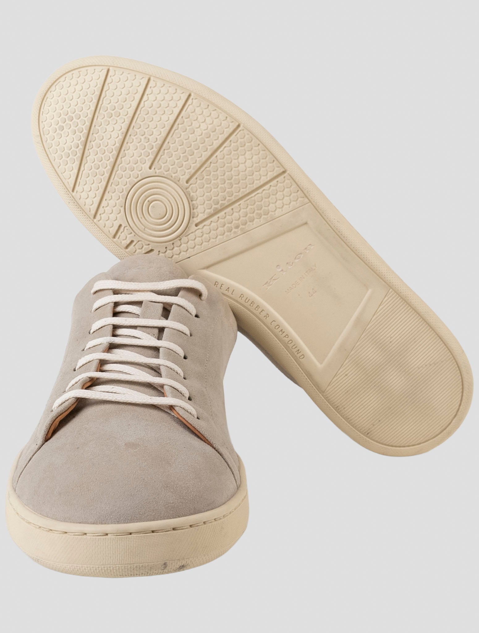 Kiton Beige Leather Suede Sneakers
