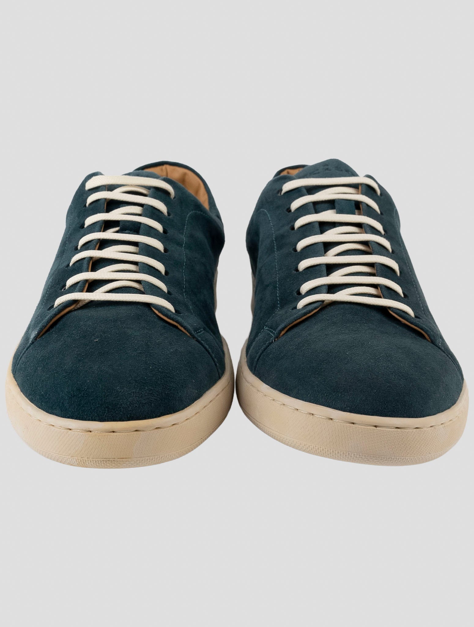 Kiton Green Leather Suede Sneakers