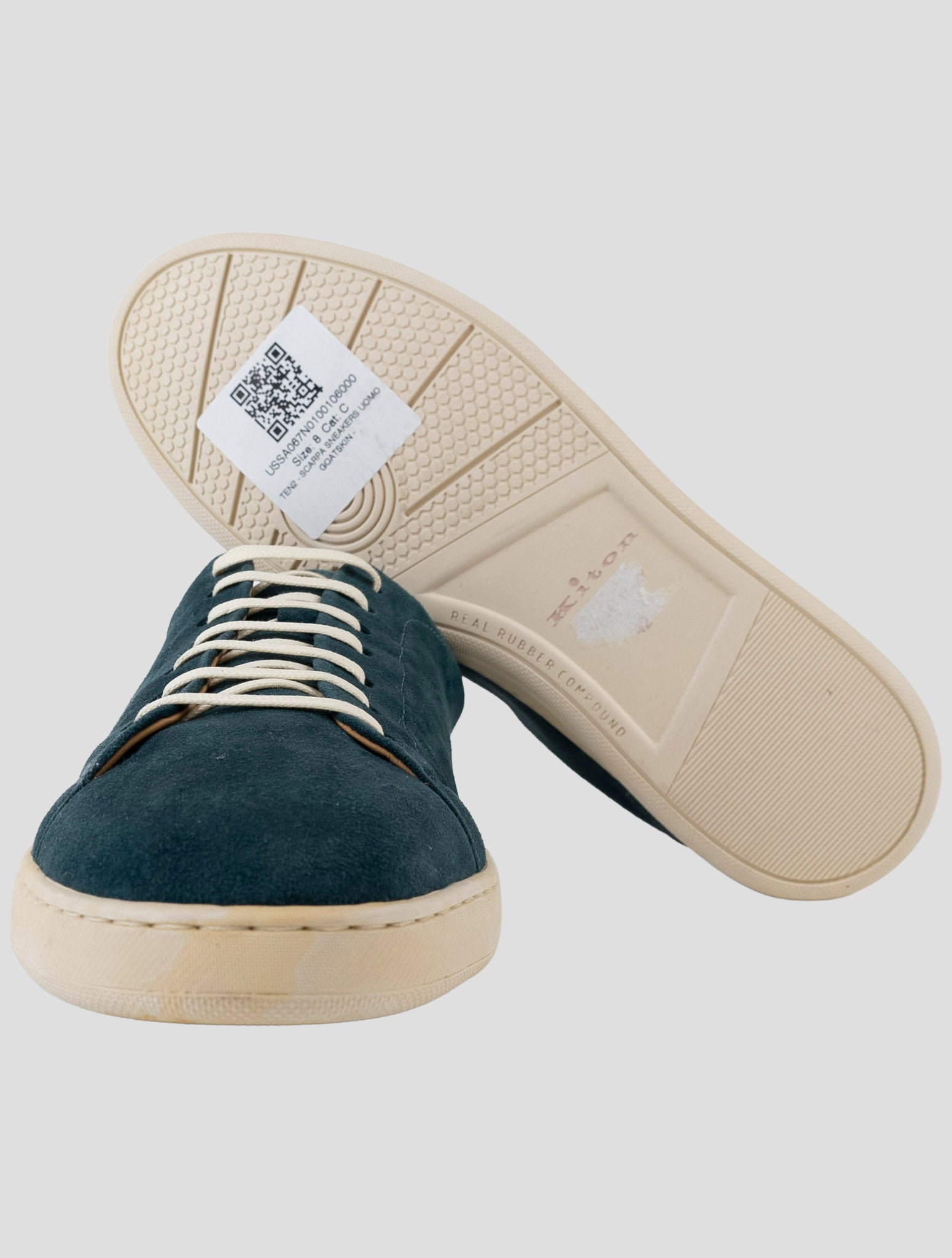 Kiton Green Leather Suede Sneakers