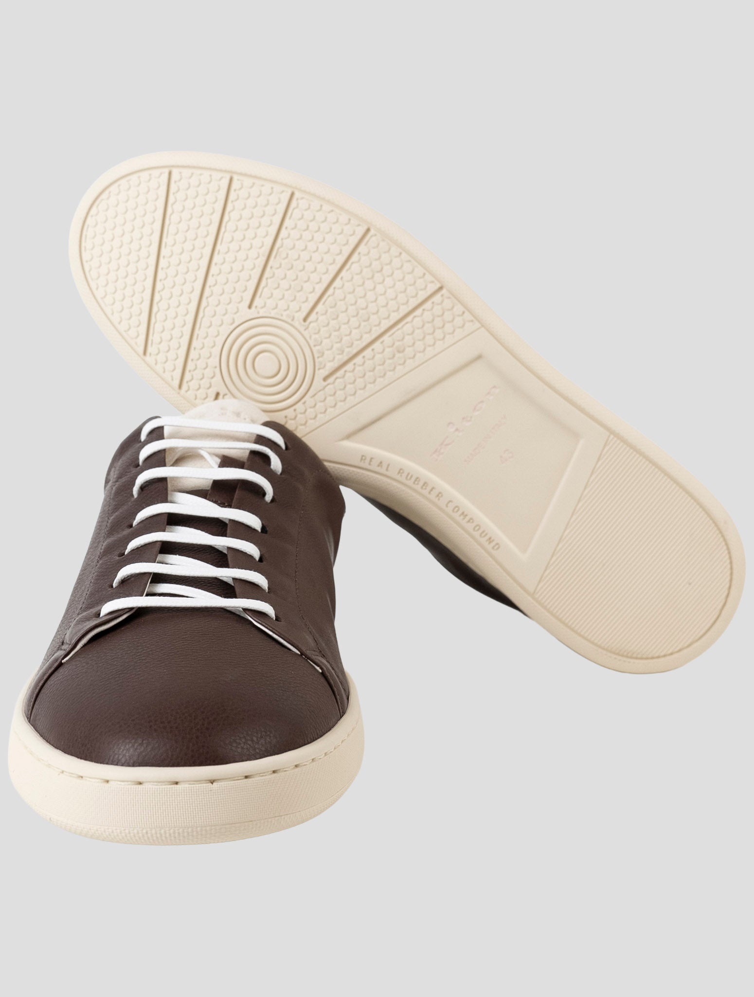 Kiton Brown Leather  Sneakers