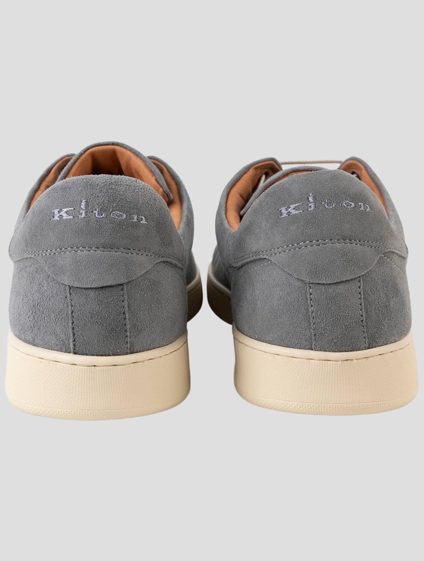 Kiton Gray Leather Suede Sneakers