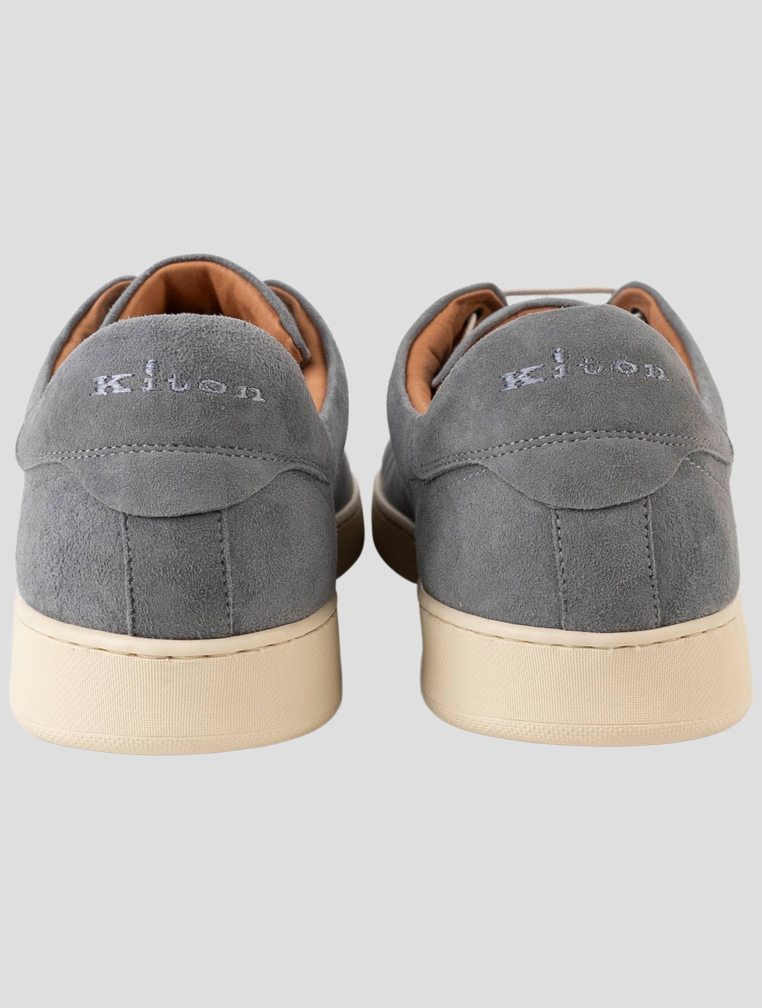 Kiton Gray Leather Suede Sneakers