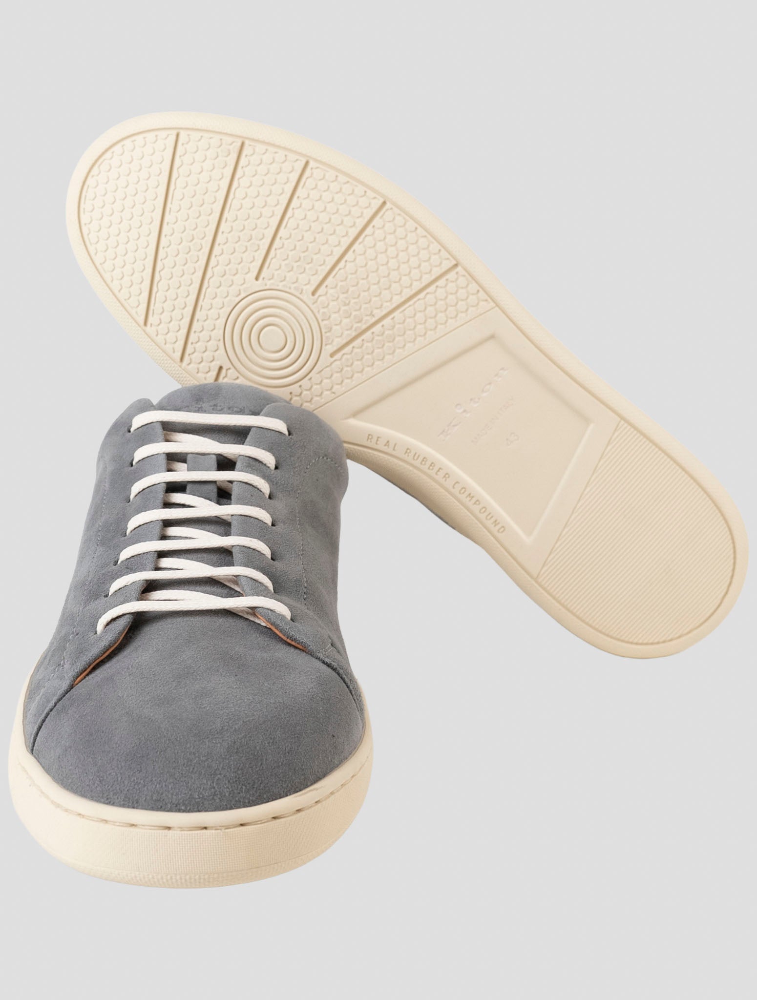 Kiton Gray Leather Suede Sneakers