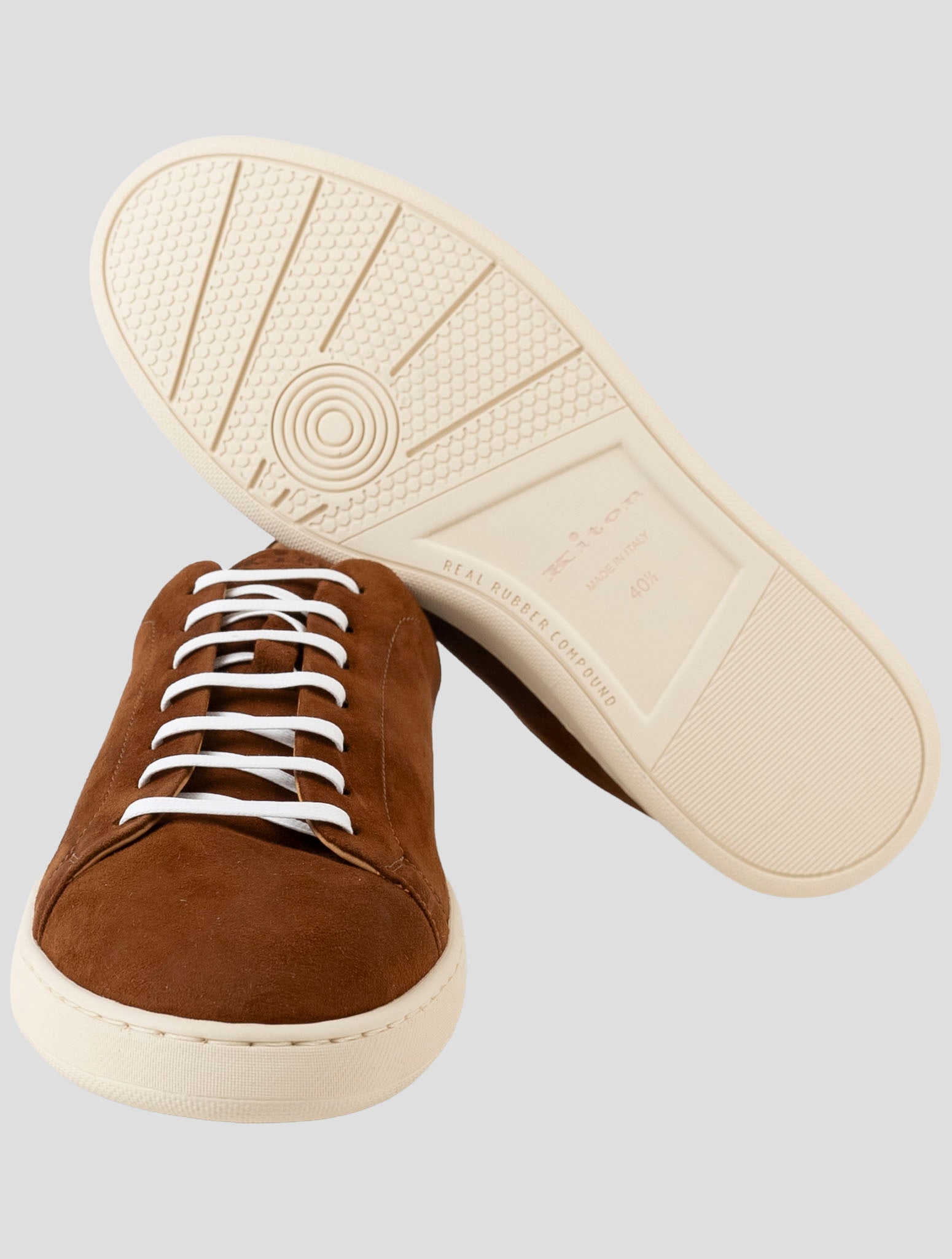 Kiton Brown Leather Suede Sneakers