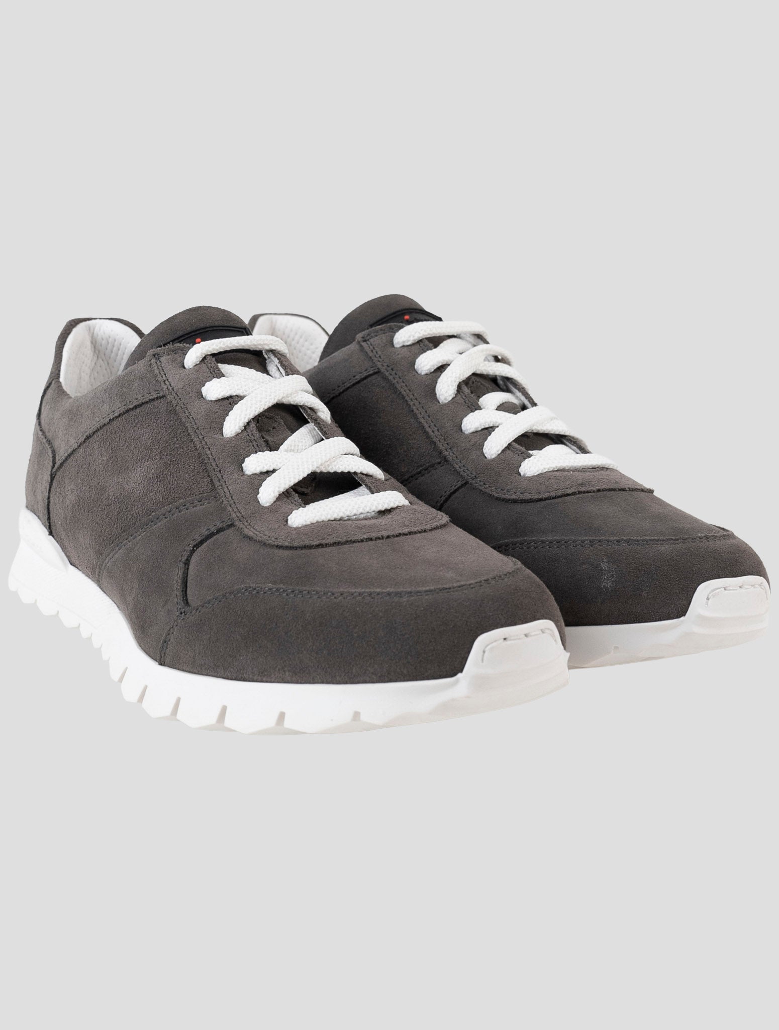 Kiton Gray Leather Suede Sneakers