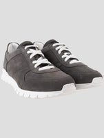 Kiton Gray Leather Suede Sneakers