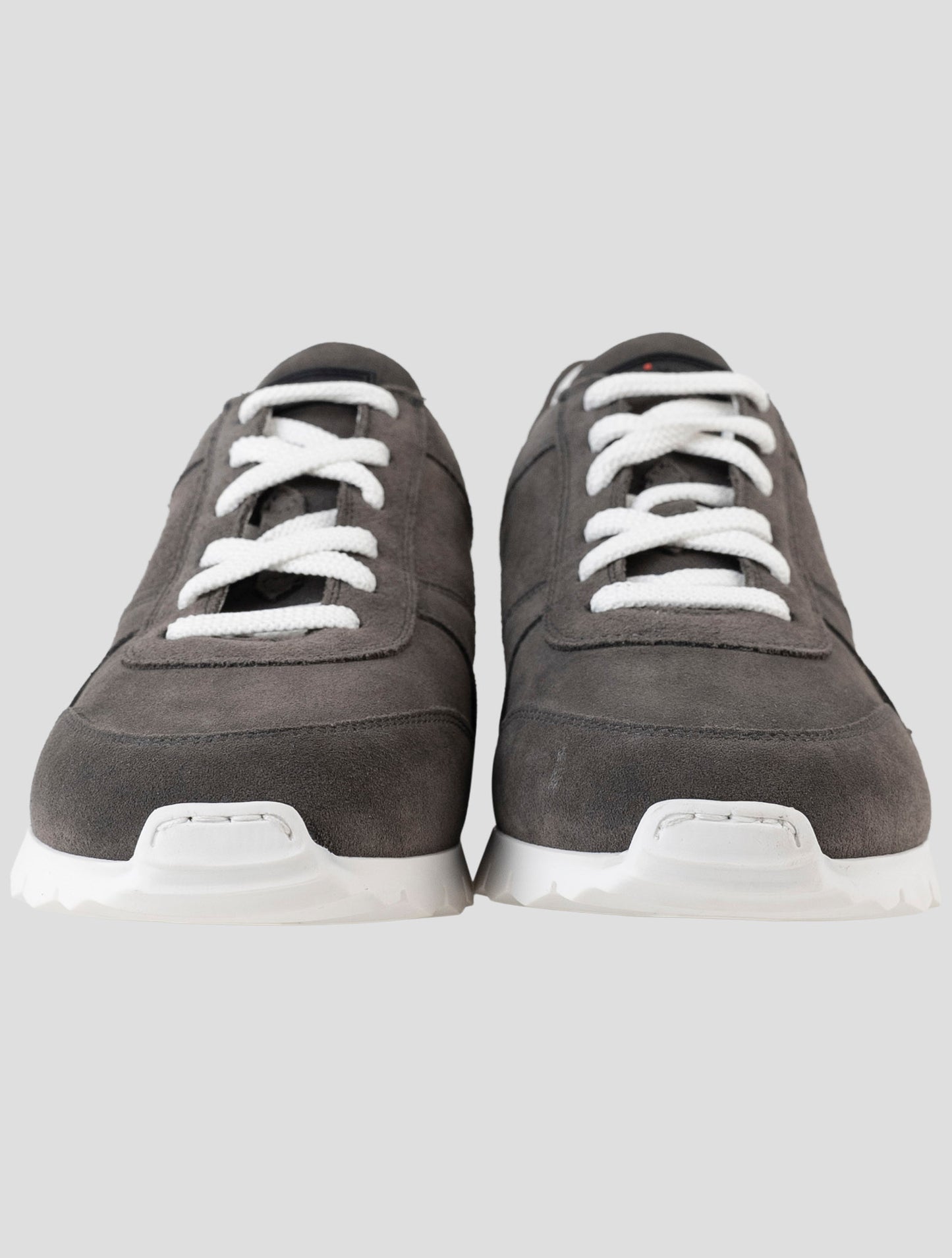Kiton Gray Leather Suede Sneakers