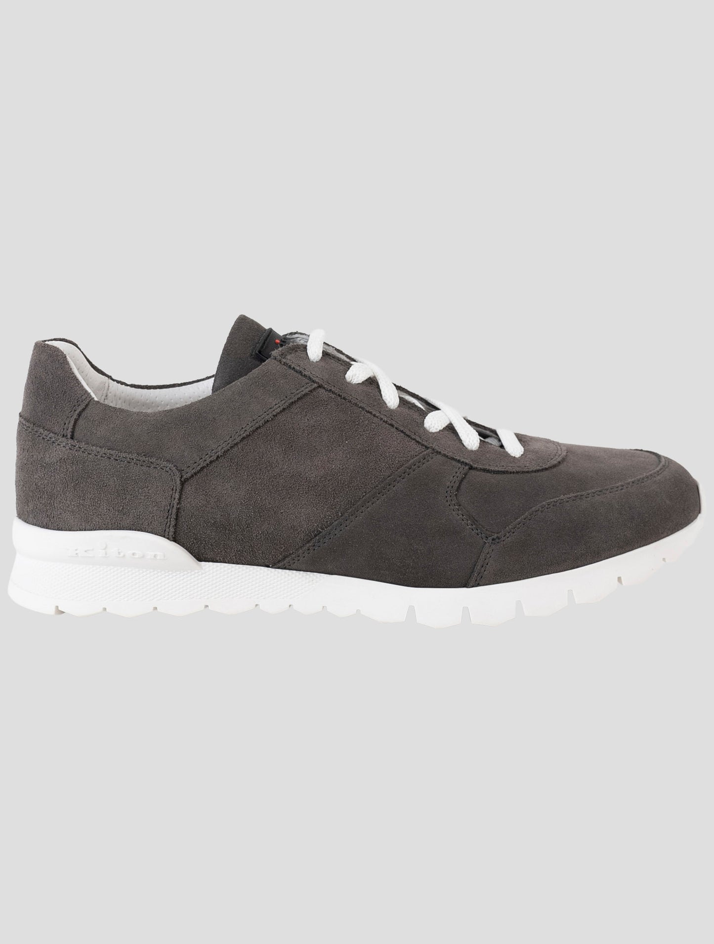 Kiton Gray Leather Suede Sneakers