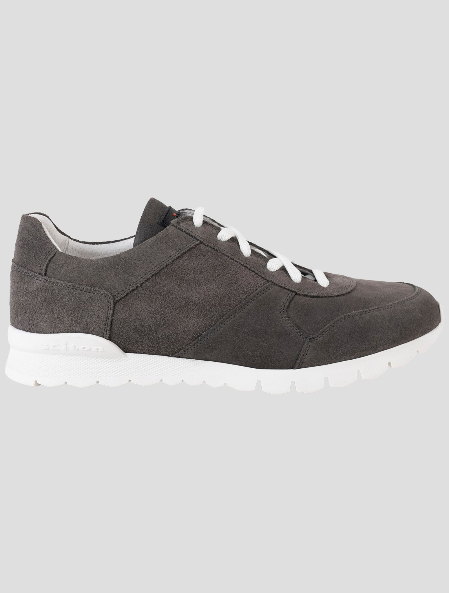 Kiton Gray Leather Suede Sneakers