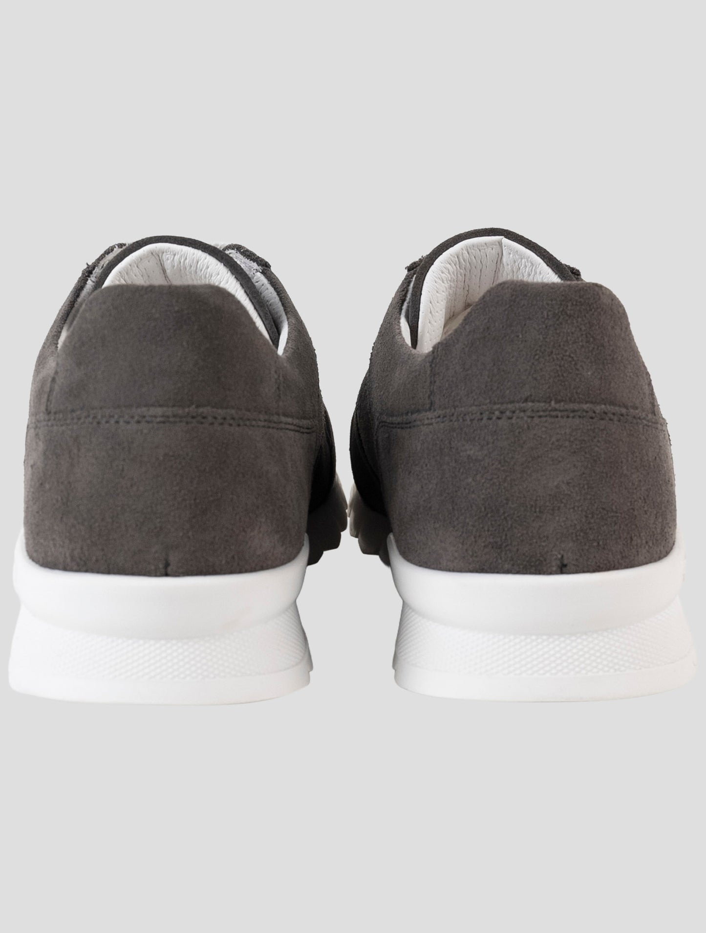Kiton Gray Leather Suede Sneakers
