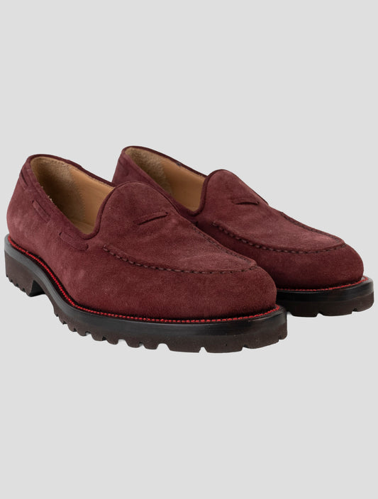 Kiton Burgundy Leather Suede Loafers