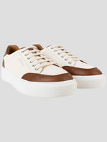 Kiton White Brown Leather Sneakers