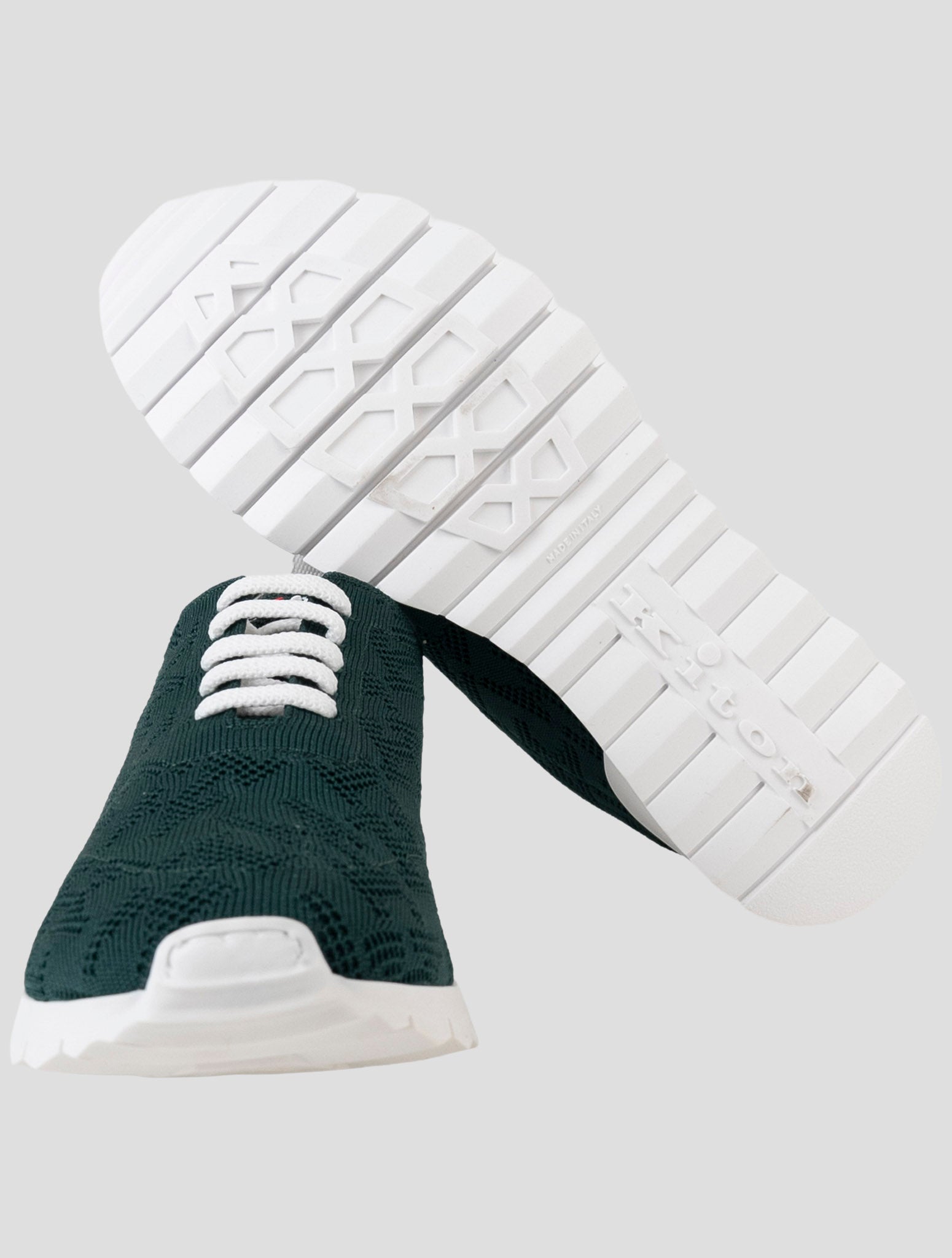Kiton Green Cotton Ea Sneakers