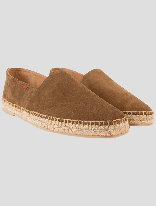 Kiton Brown Leather Suede Espadrillas