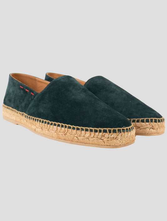 Kiton Green Leather Suede Espadrillas