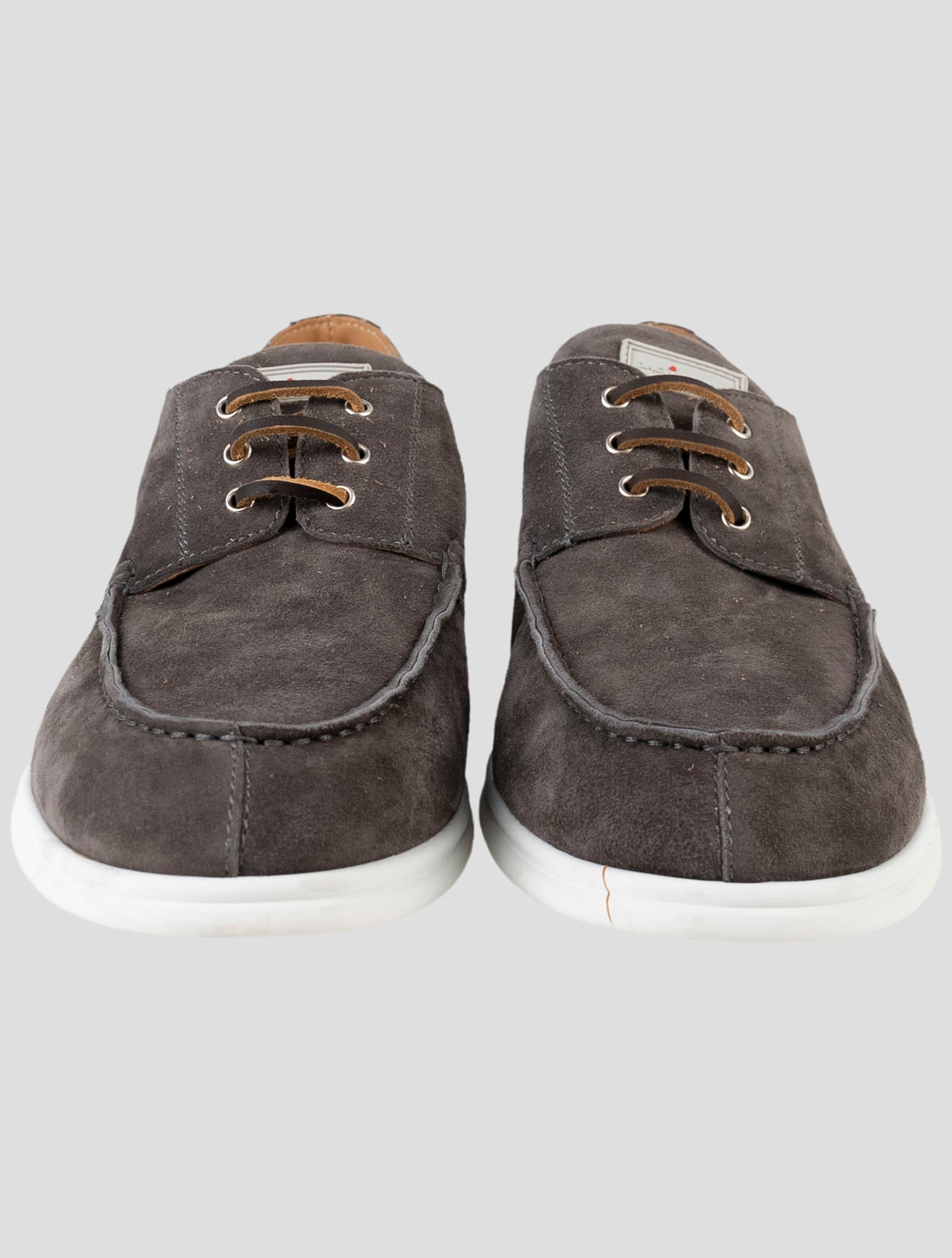 Kiton Gray Leather Suede Loafers