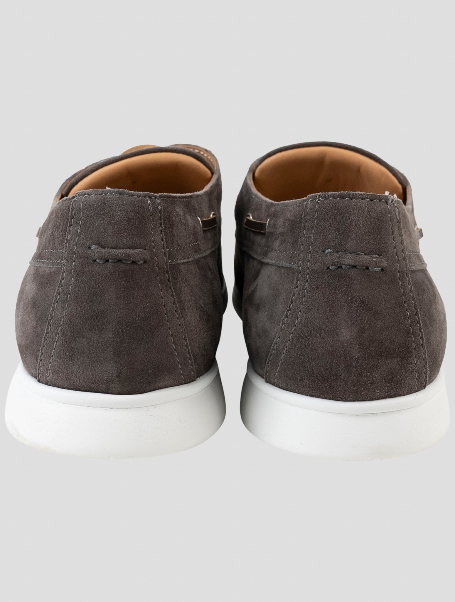 Kiton Gray Leather Suede Loafers