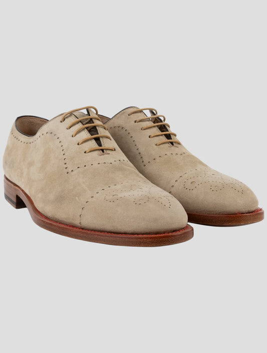 Kiton Blue Leather Suede Dress Shoes
