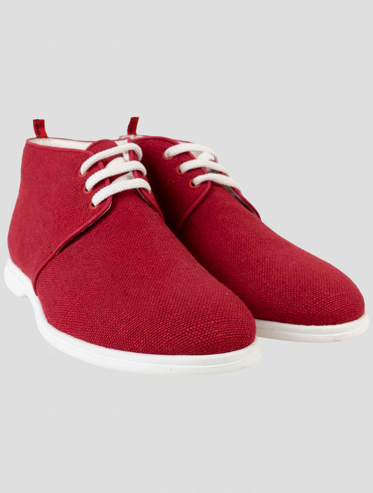 Kiton Red Viscose Linen Sneakers