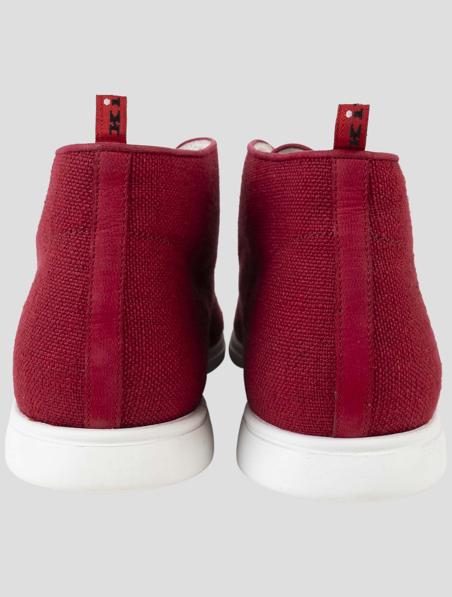Kiton Red Viscose Linen Sneakers
