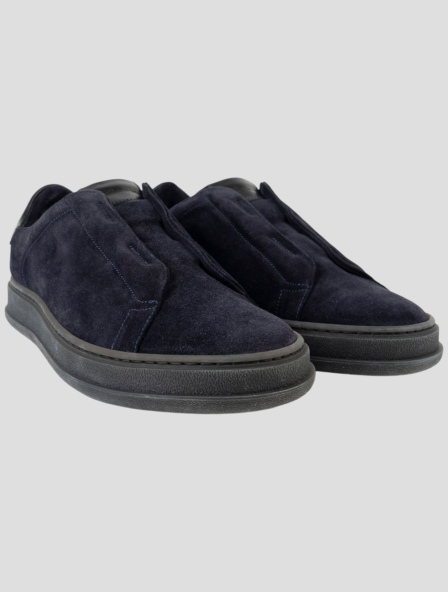 Kiton Blue Leather Suede Sneakers
