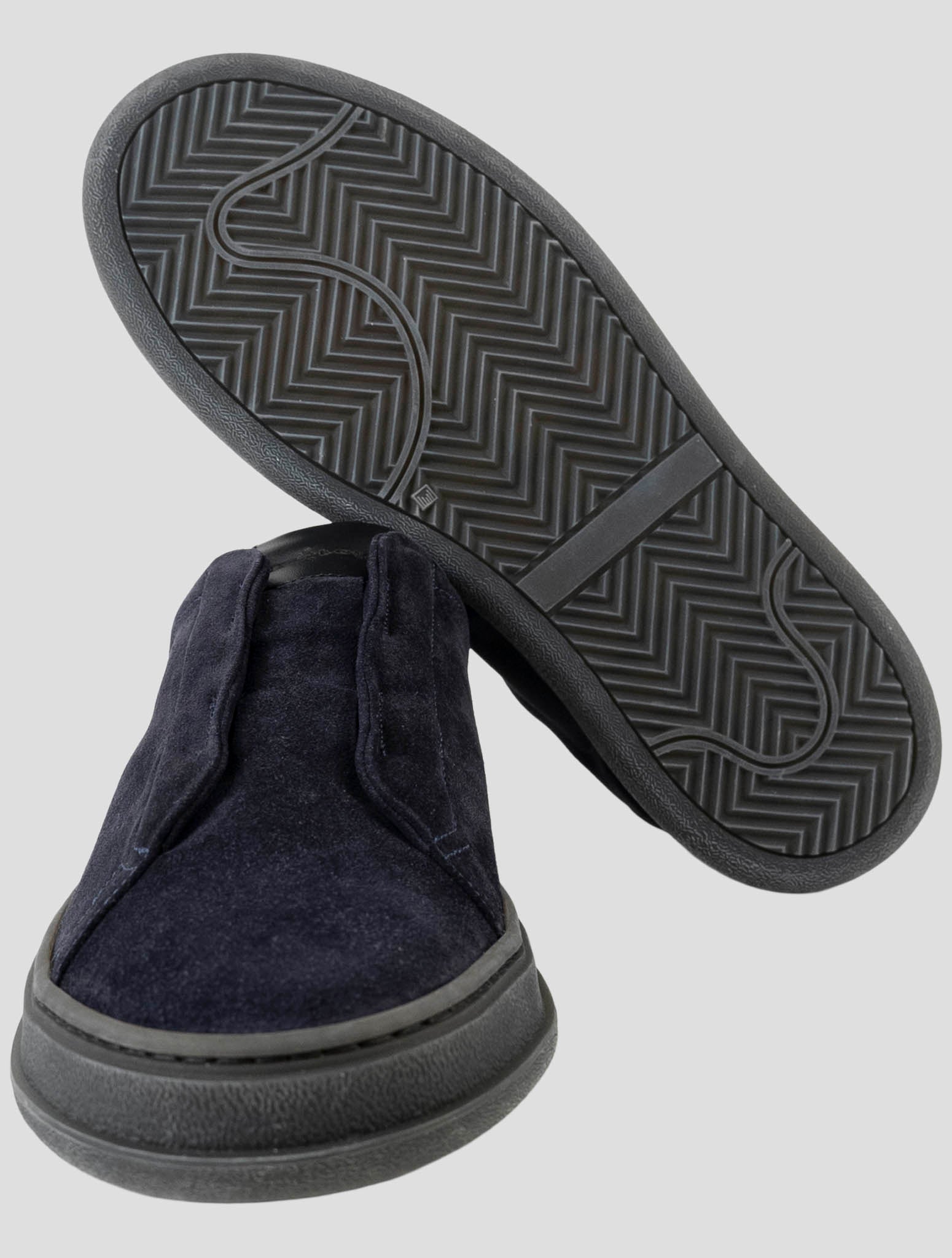 Kiton Blue Leather Suede Sneakers