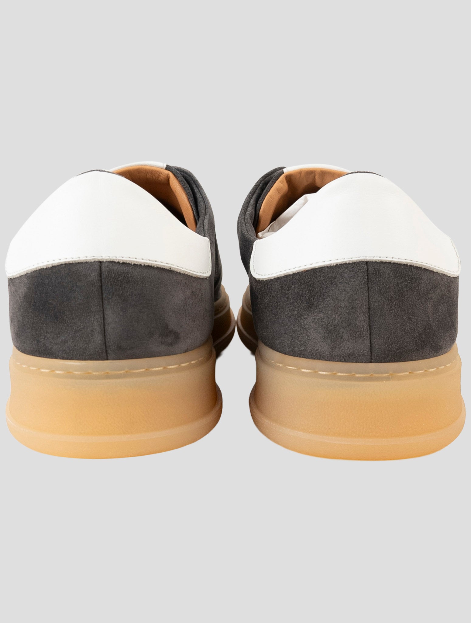 Kiton Gray Leather Suede Sneakers