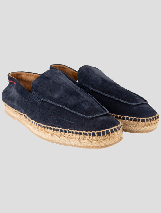 Kiton Blue Leather Suede Espadrillas