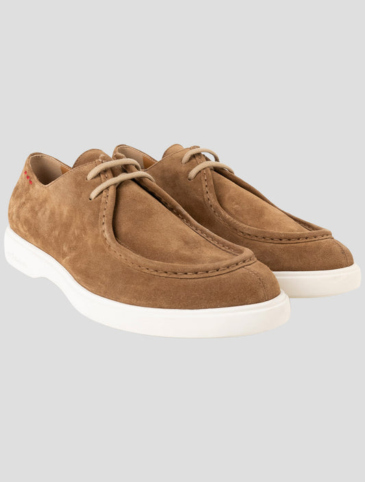 Kiton Brown Leather Suede Sneakers
