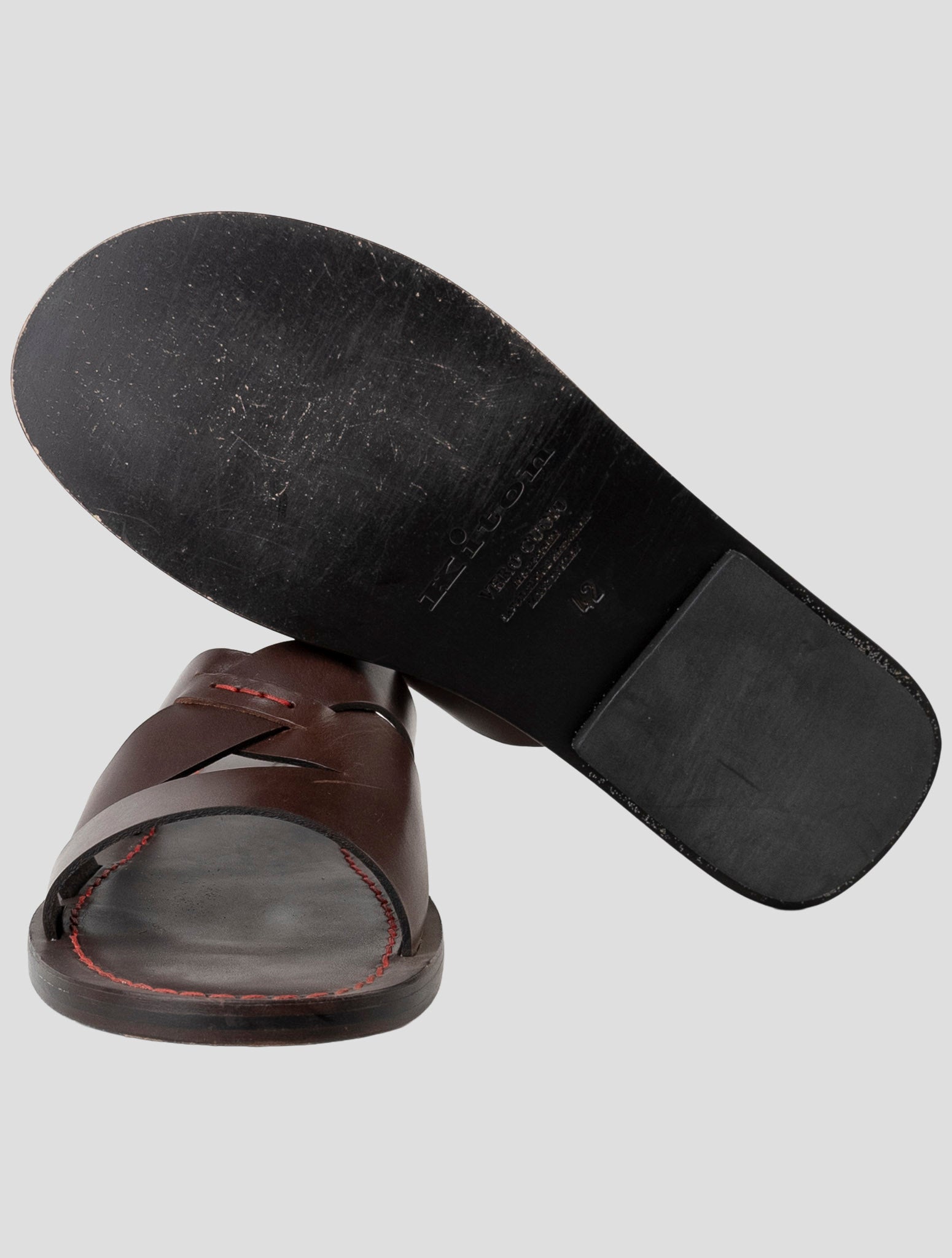 Kiton Brown Leather Slippers