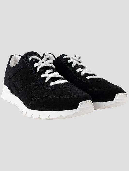 Kiton Black Leather Suede Sneakers