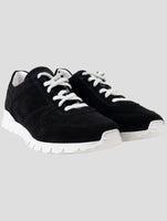 Kiton Black Leather Suede Sneakers