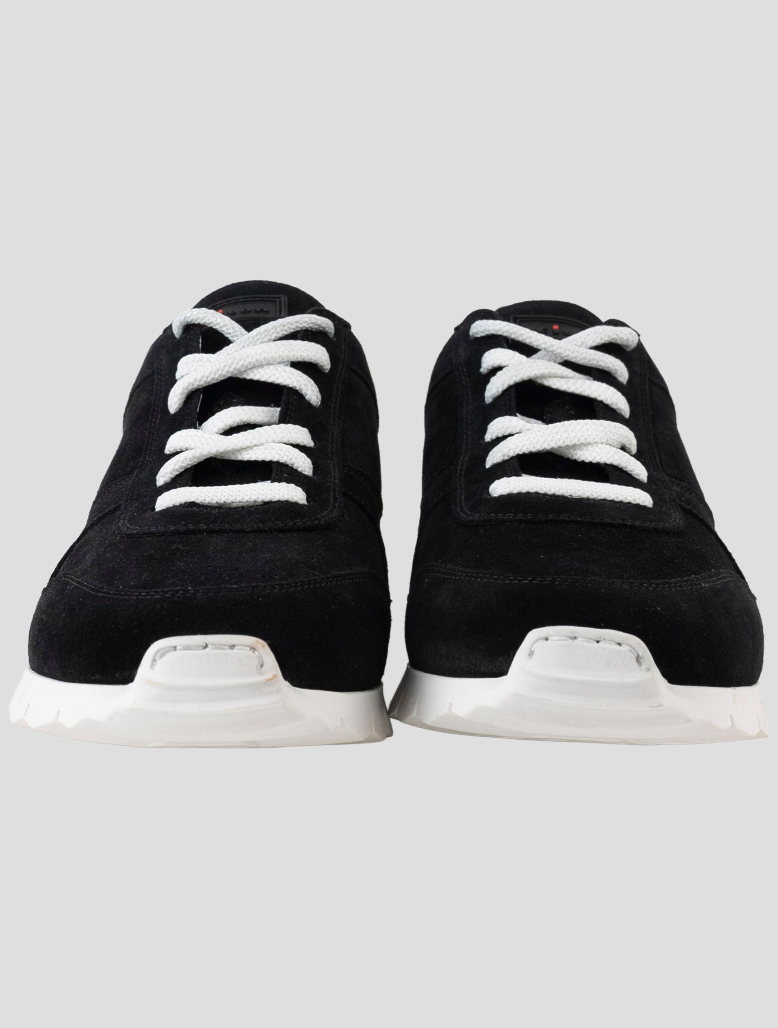 Kiton Black Leather Suede Sneakers