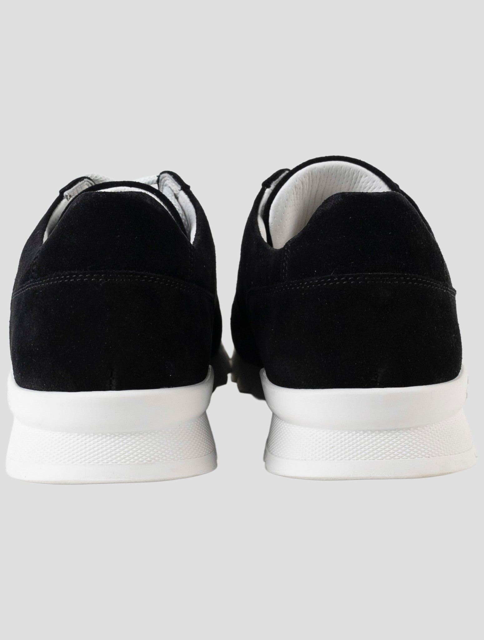 Kiton Black Leather Suede Sneakers