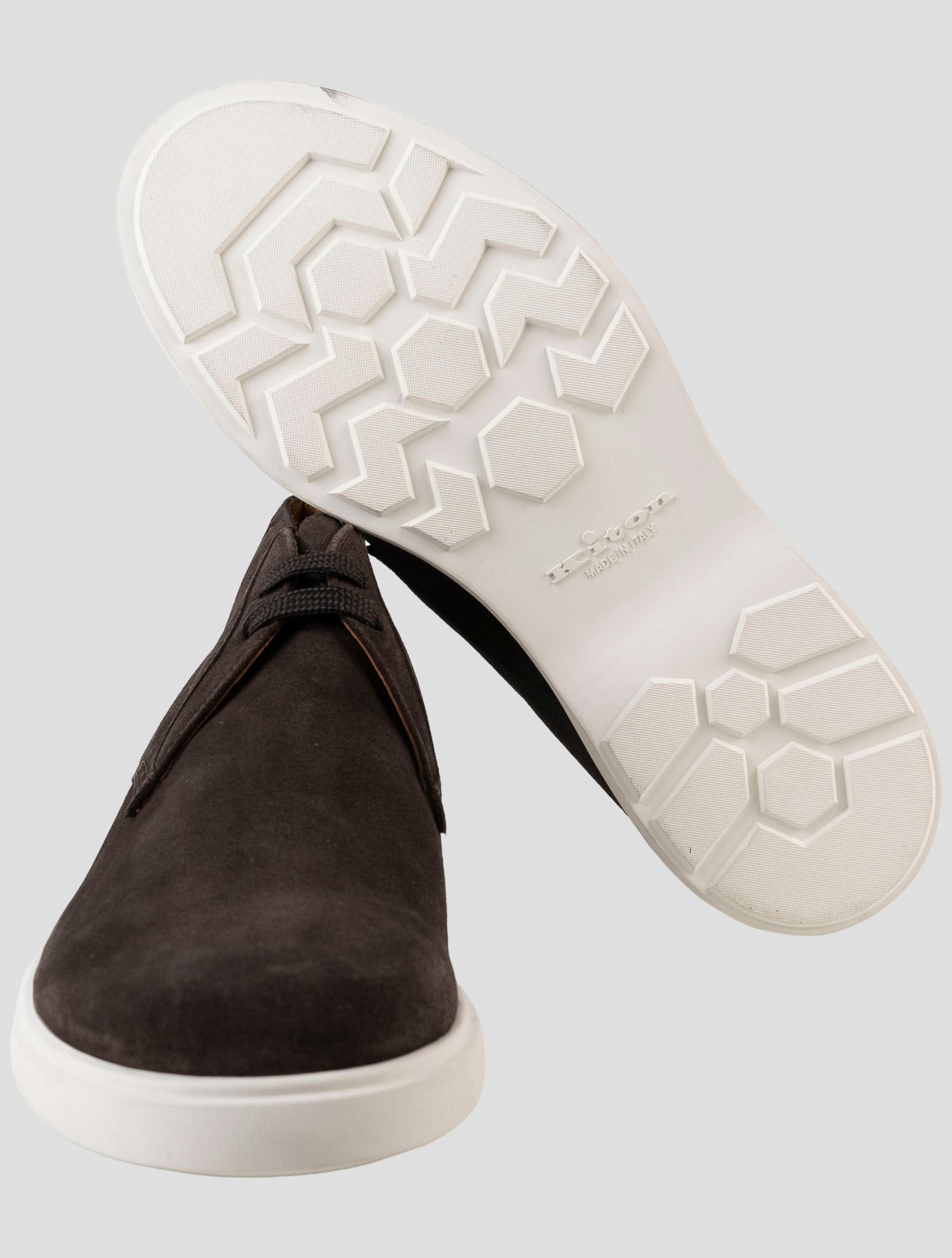 Kiton Brown Leather Suede Sneakers