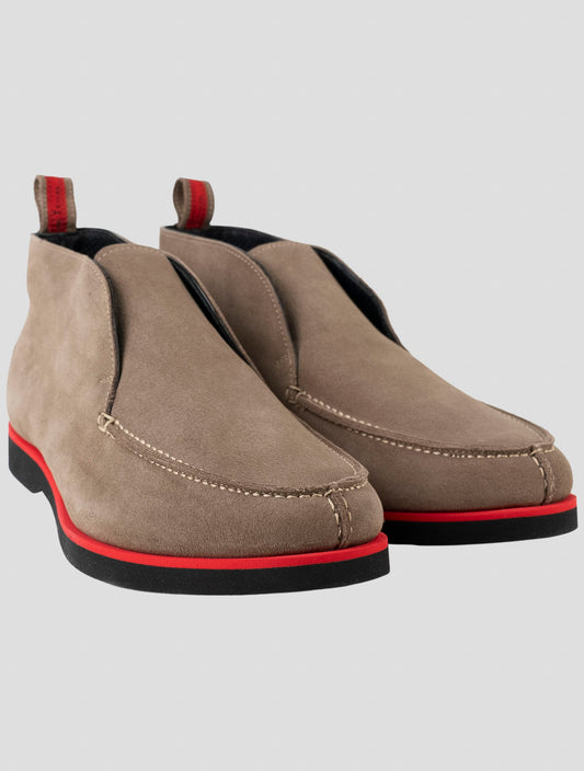 Kiton Brown Leather Suede Sneakers