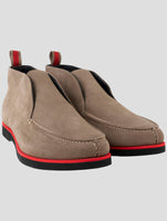 Kiton Brown Leather Suede Sneakers