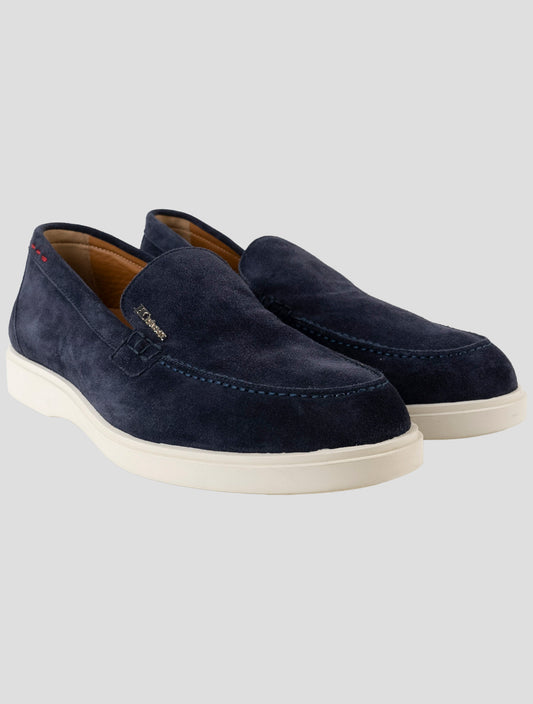 Kiton Blue Leather Suede Sneakers