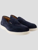 Kiton Blue Leather Suede Sneakers