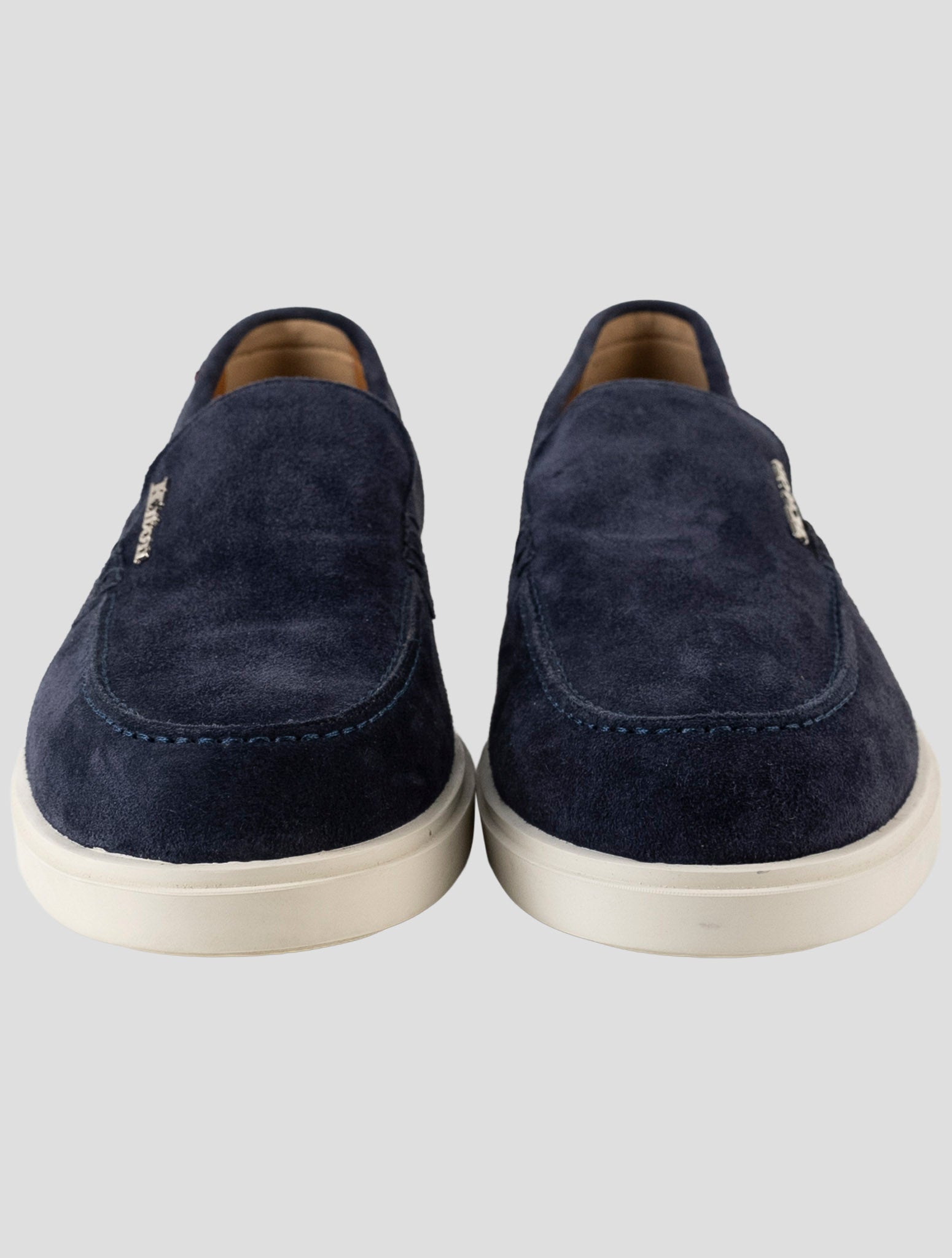 Kiton Blue Leather Suede Sneakers