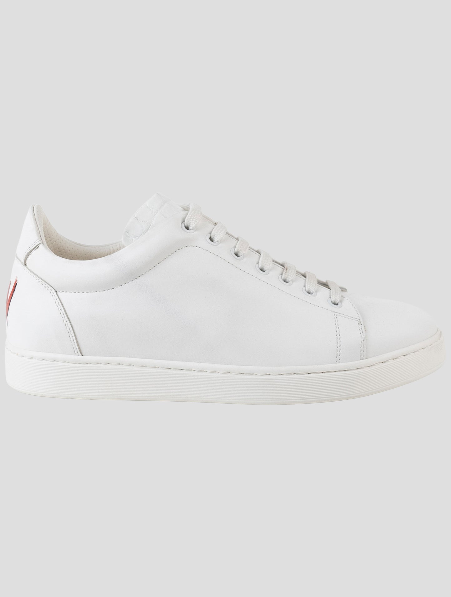 Kiton White Leather Crocodile Leather Suede Sneakers