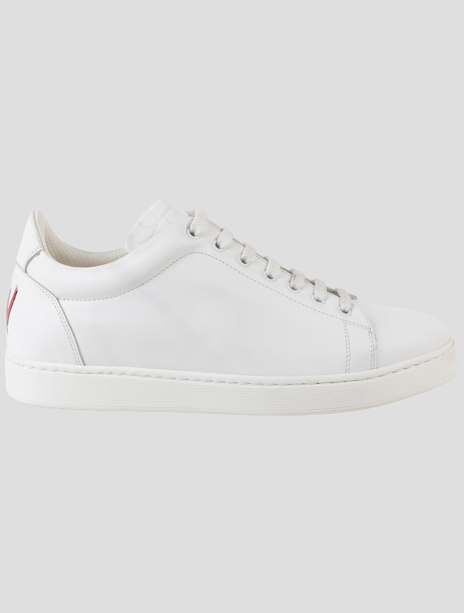 Kiton White Leather Crocodile Leather Suede Sneakers