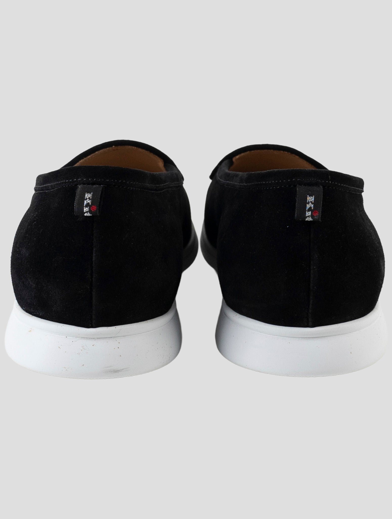 Kiton Black Leather Crocodile Leather Suede Loafers